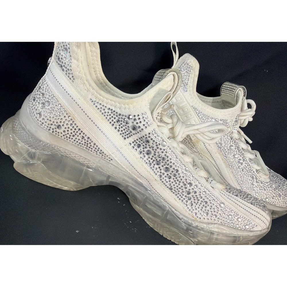 Steve Madden Maxima Rhinestone White Silver Women's Lace Up Sneakers - Size 9 - Picture 9 of 15